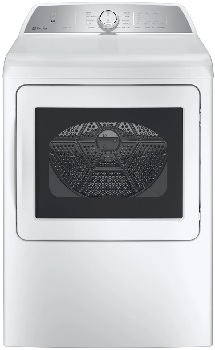 Front view of the GE Profile PTD60EBSRWS dryer 