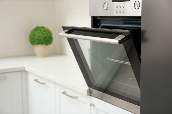A semi-opened oven door 