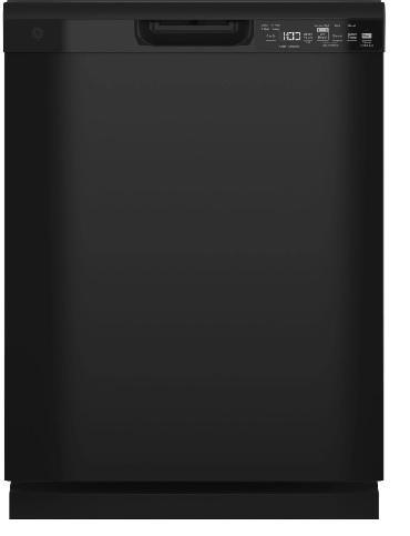 Front view of the GE GDF550PGRBB black dishwasher 