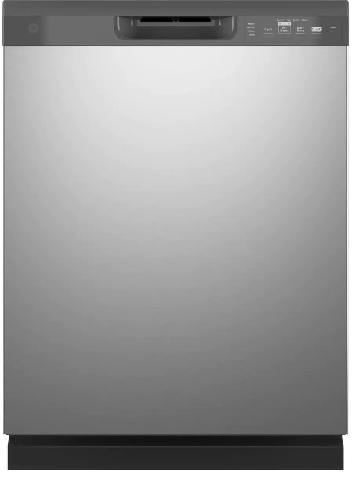 Front view of the GE GDF510PSRSS front control dishwasher 