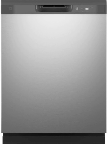 Front view of the GE GDF450PSRSS front control dishwasher