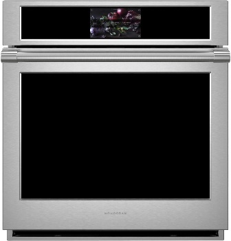 Front view of the Monogram ZKS90DPSNSS wall oven 
