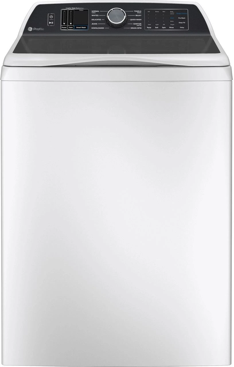 Front view of the GE Profile PTW700BSTWS top load washer 
