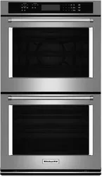 Front view of the KitchenAid KODE300ESS double wall oven
