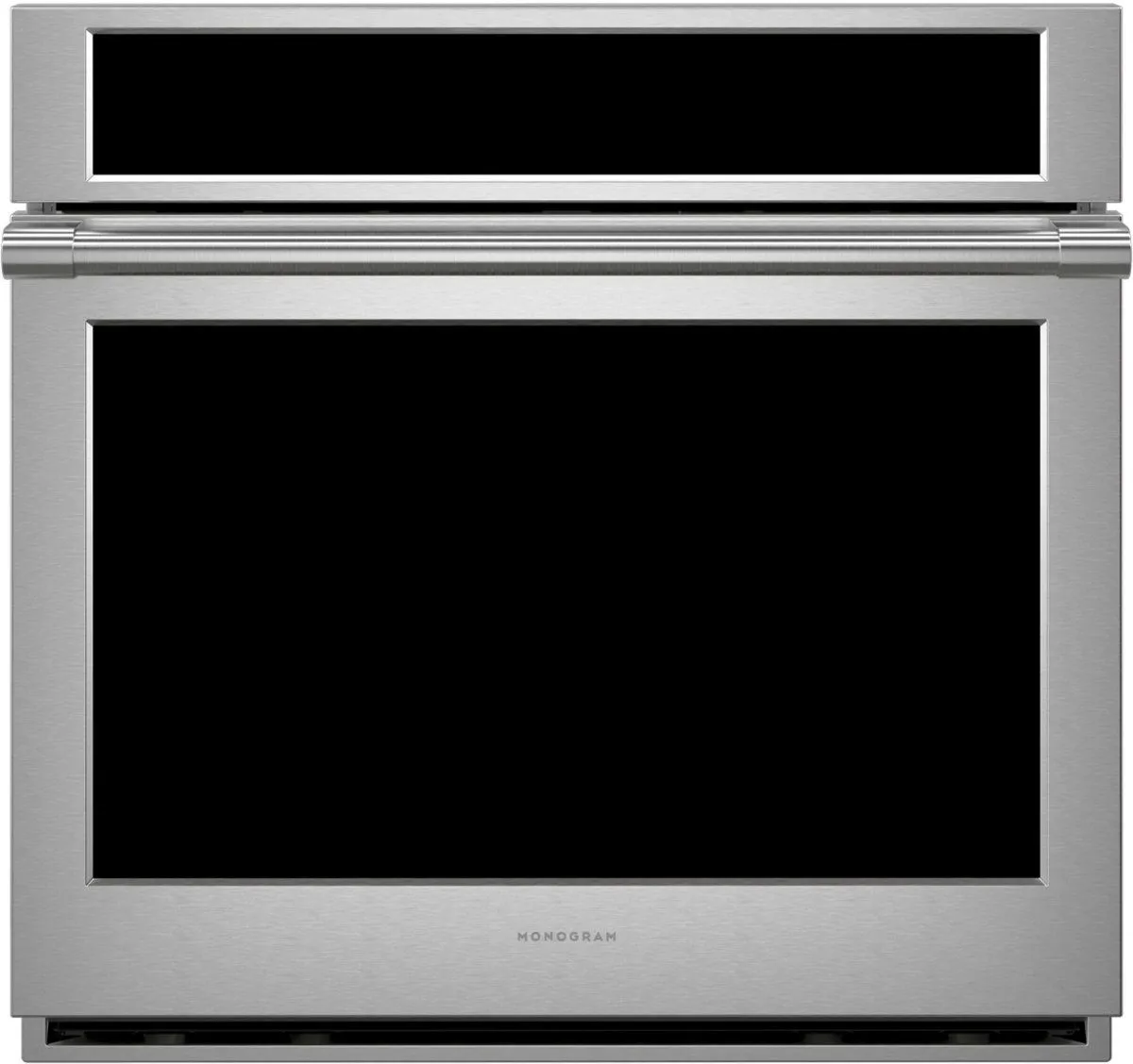 Front view of the Monogram ZTS90DPSNSS 30” wall oven 
