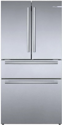 Front view of the Bosch 800 Series B36CL80SNS French door refrigerator 