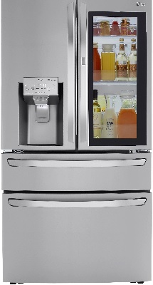 Front view of the LG LRMVC2306S French door refrigerator 