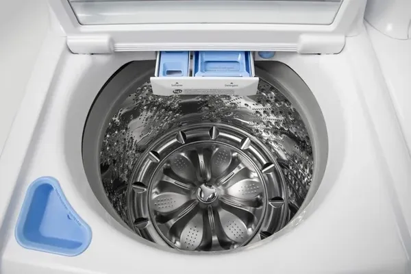 An inside view of the LG WT7300CW impeller washer 