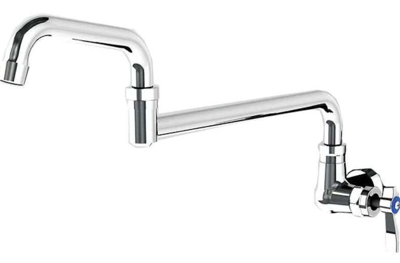 Alfresco double jointed cold water faucet against a white background 