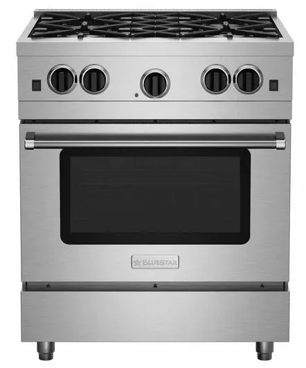 Front view of the BlueStar RCS30SBV2CC 30” gas range 