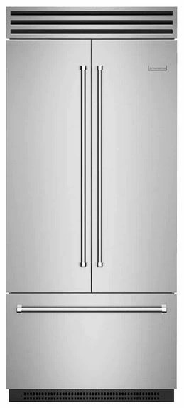 Front view of BlueStar BBBF361CCPLT built-in French door refrigerator 