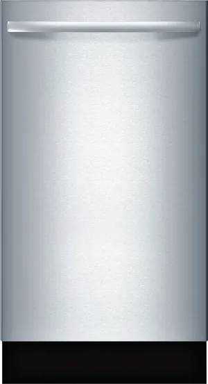 Front view of the Bosch 800 Series SPX68U55UC 18” dishwasher 