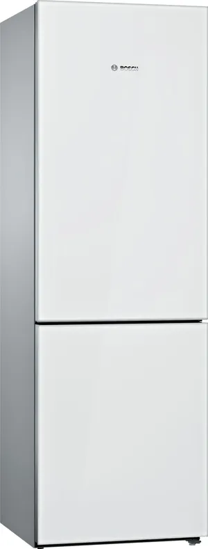 Front view of the Bosch B10CB81NVW 800 Series bottom freezer refrigerator 