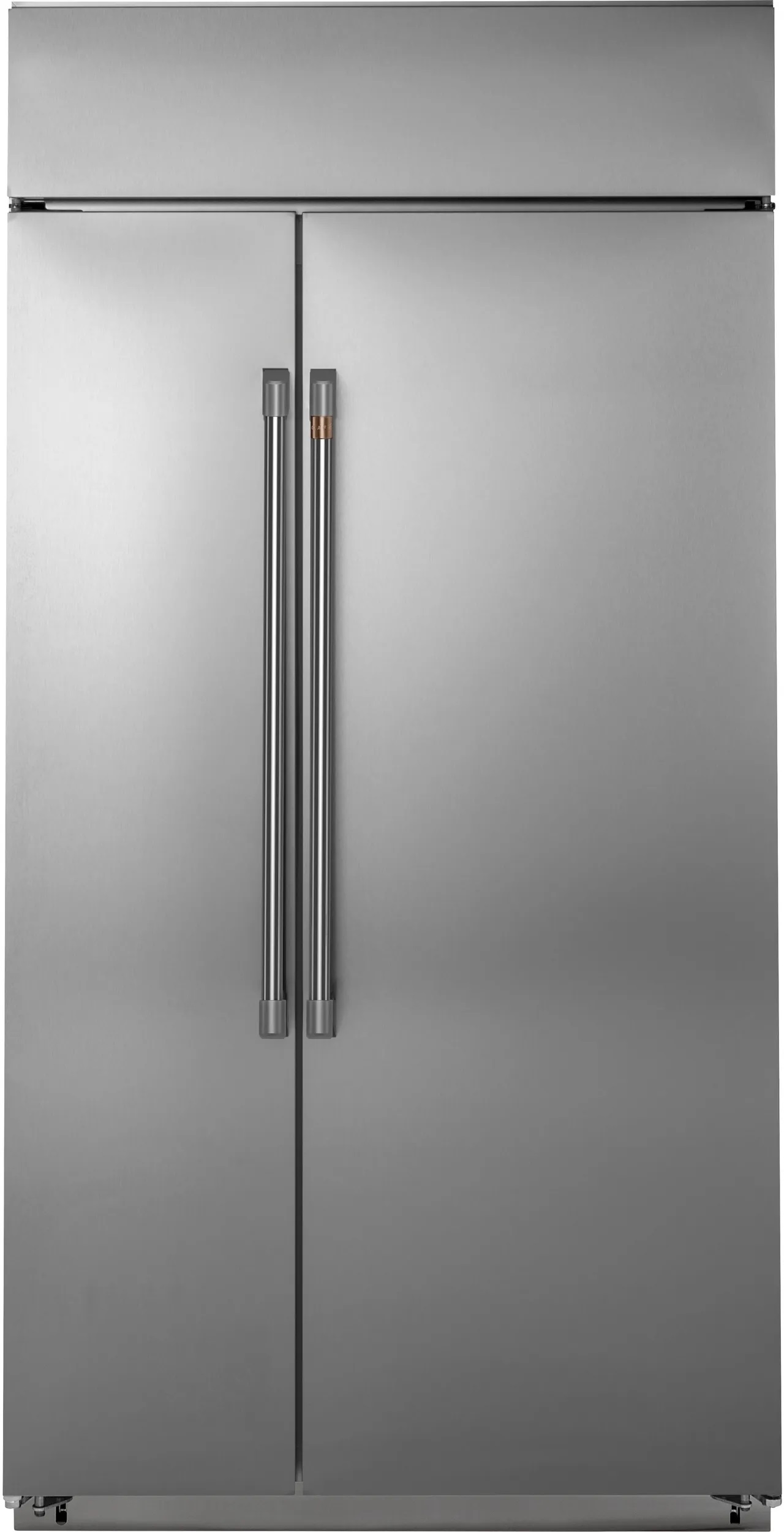 Front view of Café CSB48WP2NS built-in side-by-side refrigerator 