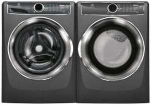 Front view of Electrolux ELLAUEFME627UTT washer and dryer pair 
