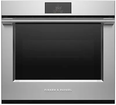 Front view of the Fisher & Paykel OB30SPPTX1 30” wall oven 