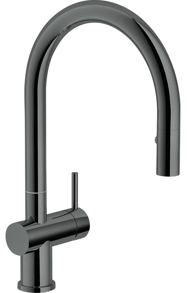 Franke FF3922 kitchen faucet in black finish against a white background 