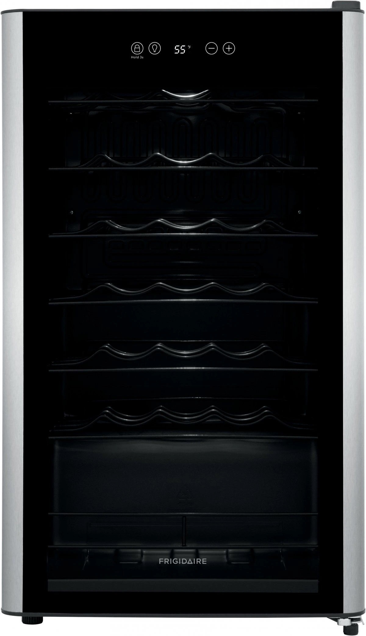 Front view of Frigidaire FRWW3433AV countertop wine cooler 