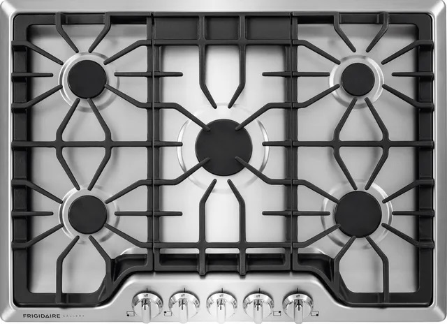 Overhead shot of Frigidaire Gallery FGGC3047QS 30-inch gas cooktop 
