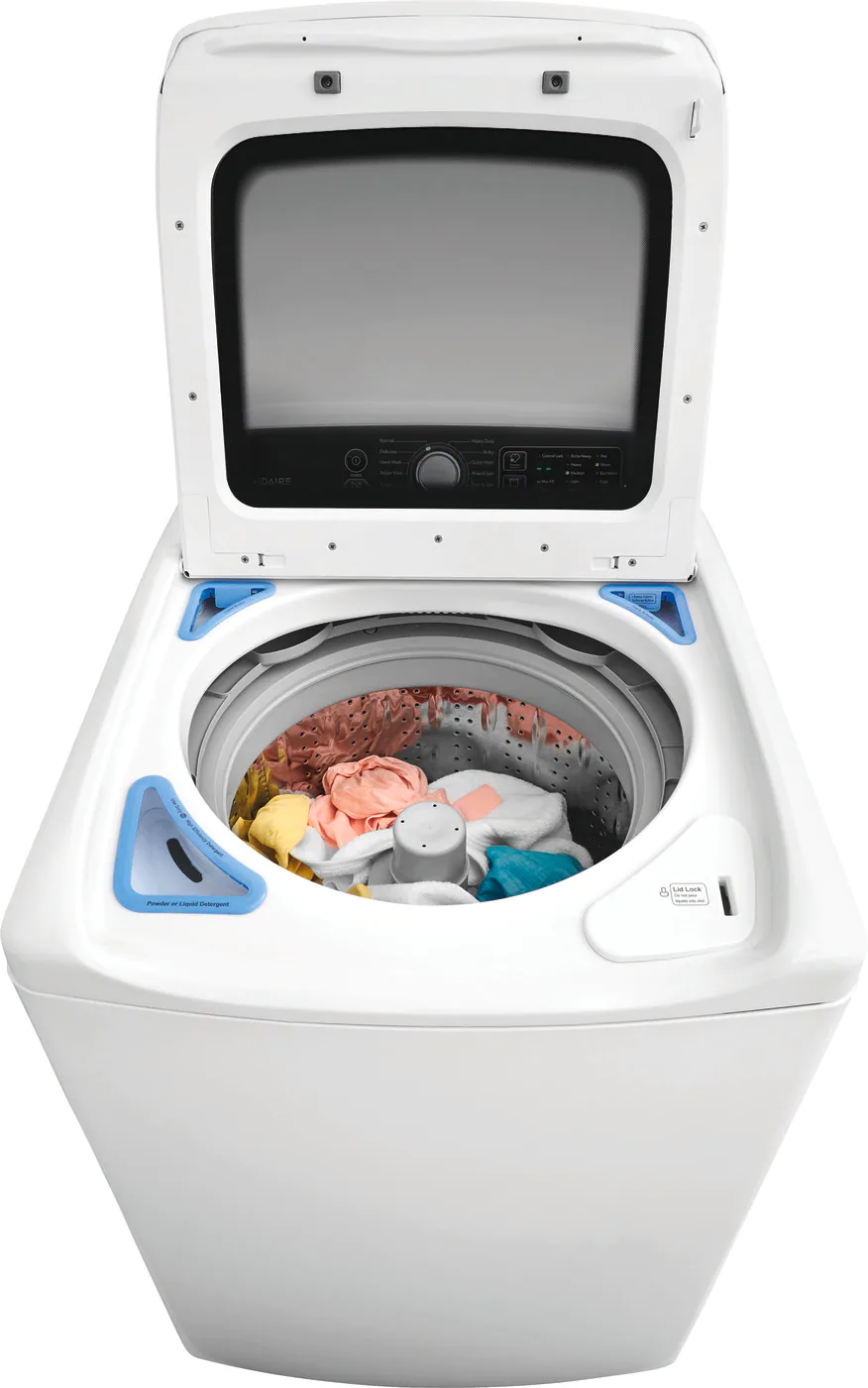 Frigidaire A Frigidaire stacked laundry pair in a closet