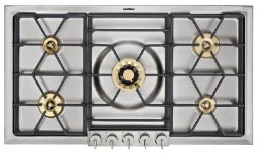 Overhead shot of Gaggenau VG295214CA 36-inch gas cooktop 