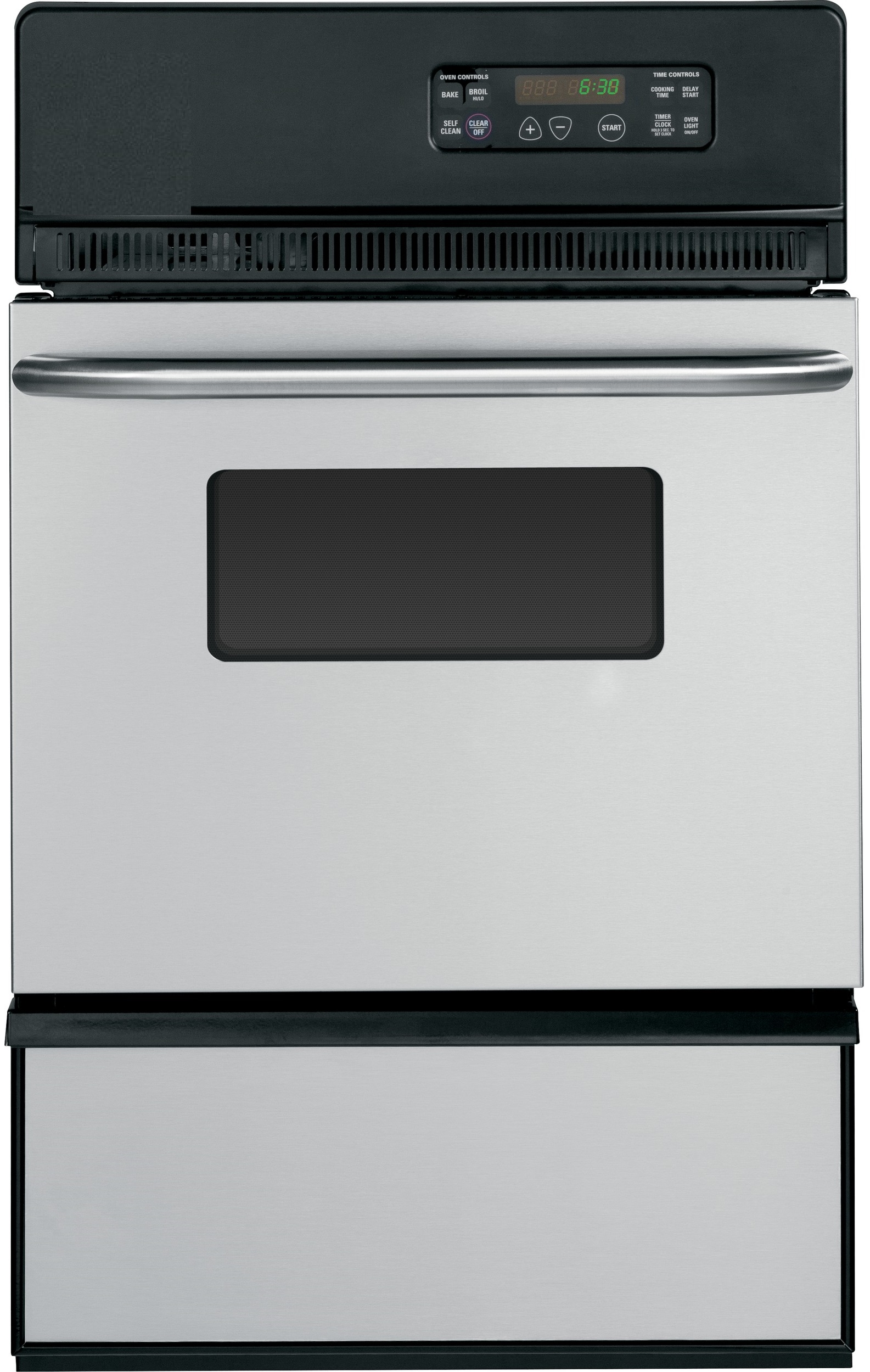 Front view of GE jgrp20senss 24-inch gas oven