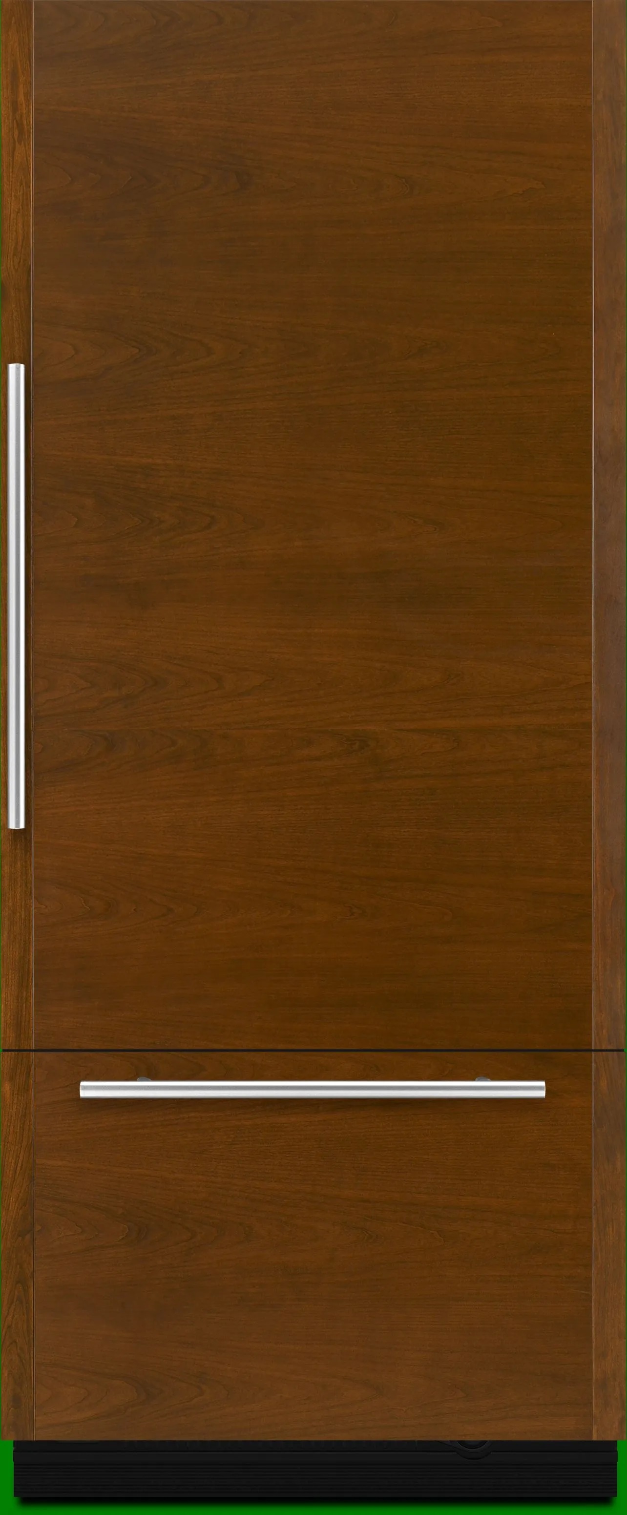 Front view of JennAir JB36NXFXRE panel-ready bottom-freezer refrigerator 