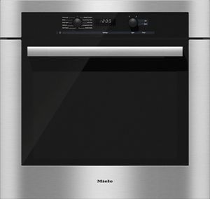front view of the Miele ContourLine 30" Electric Single Convection Oven Built In-Clean Touch Steel (H6180BP)