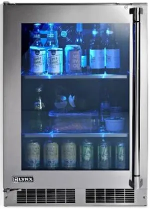 Front view of the Lynx LN24REFGL outdoor refrigerator 
