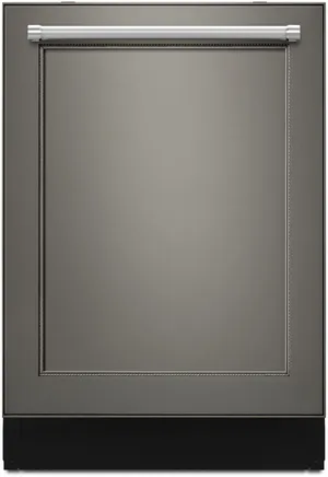 Front view of the KitchenAid KDTE304LPA panel ready dishwasher 