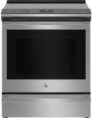 Front view of the GE Profile PHS930YPFS 30” induction range 