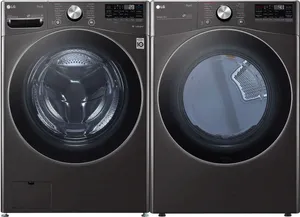 Front view of an LG stackable washer and dryer pair 