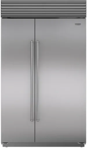 Front view of the Sub-Zero BI-48SID/S/PH 48” side by side refrigerator 