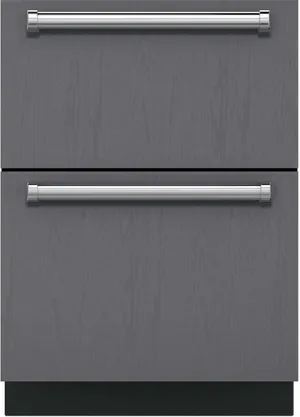 Front view of the Sub-Zero ID-24RO 24”  double drawer outdoor refrigerator 