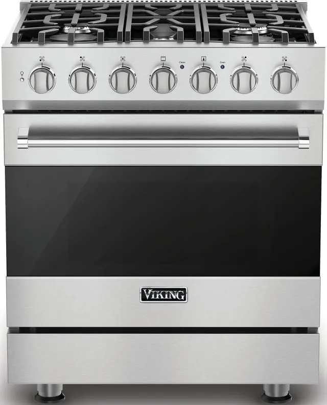 Front view of Viking RVGR33025BSS 30-inch gas range 
