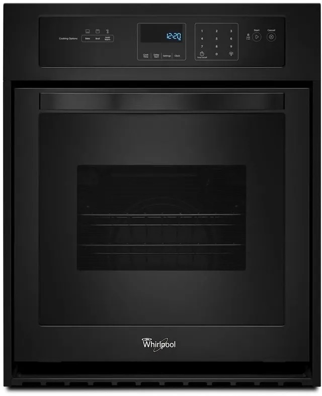 Front view of Whirlpool WOS11EM4EB 24-inch wall oven 