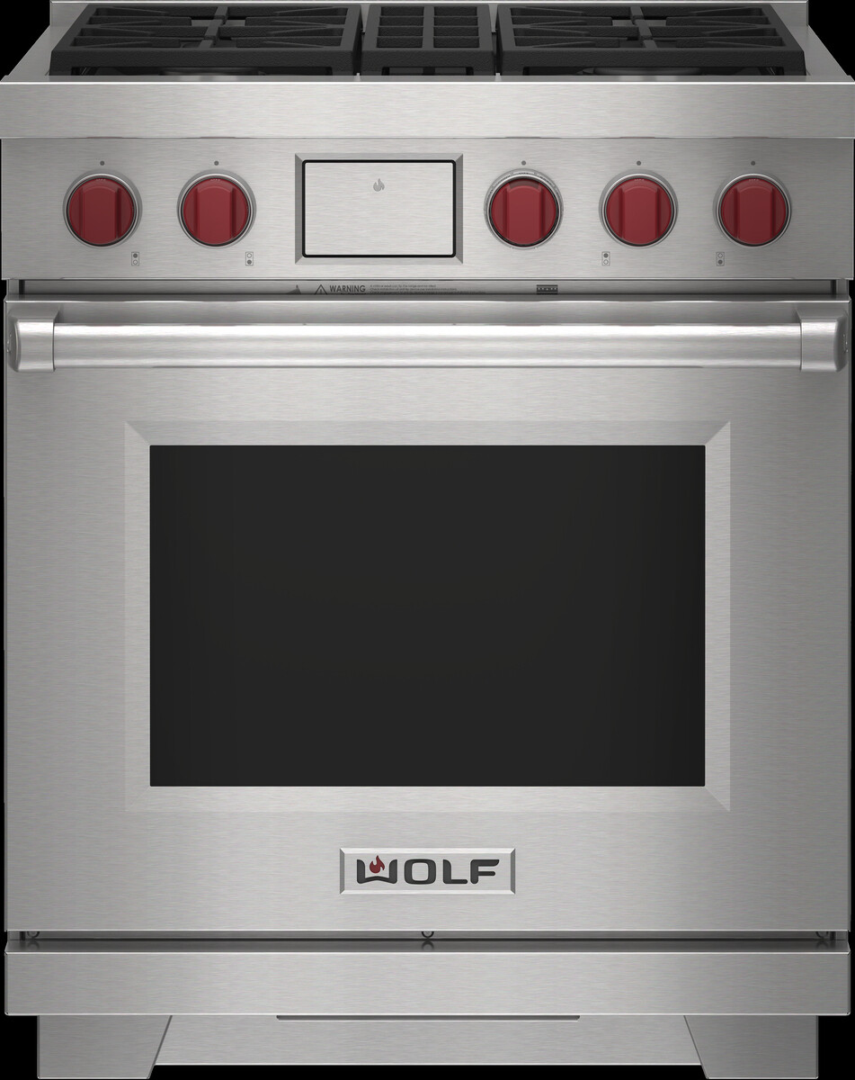 Front view of Wolf DF30450SP 30 inch range 