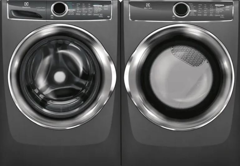 Electrolux front load washer and dryer set in titanium 
