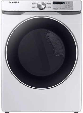 white Samsung gas dryer with black door