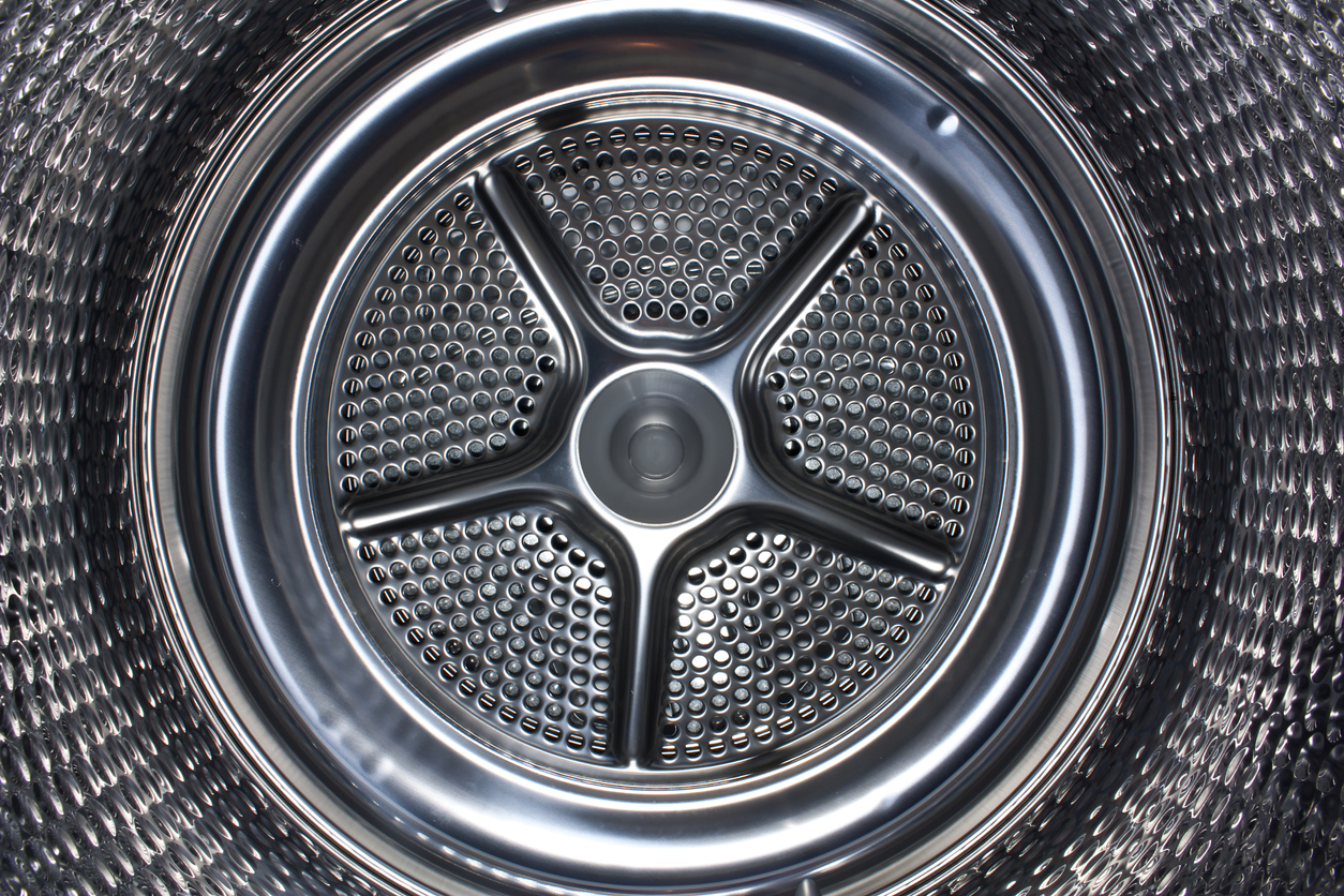 interior shot of stainless-steel dryer drum
