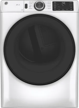 GE White Smart Front Load Gas Dryer