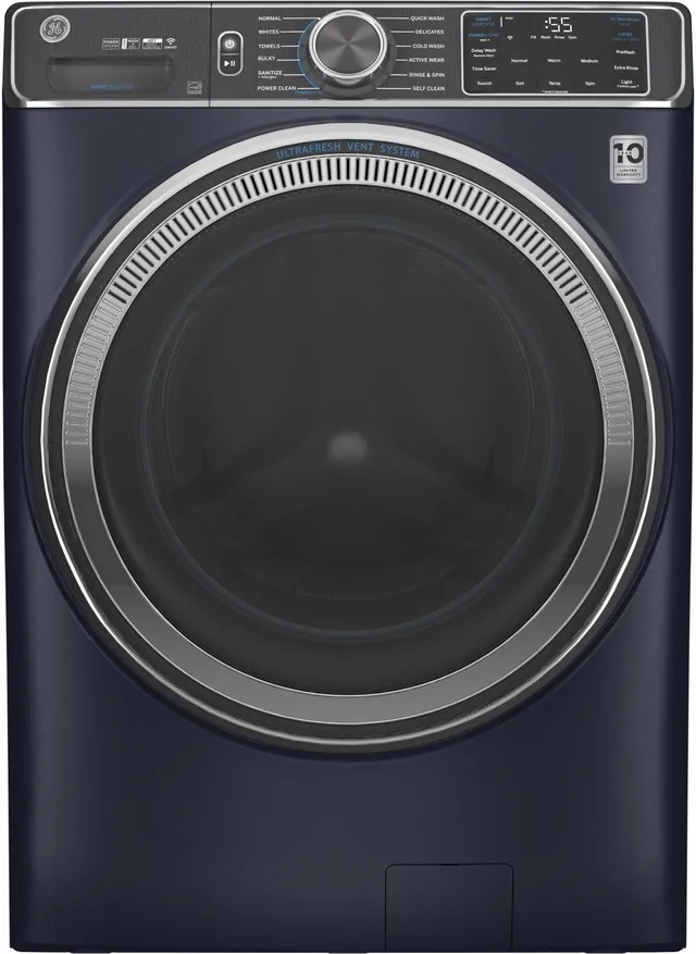 GE 5.0 Cubic Foot Sapphire Blue Smart Front Load Washer