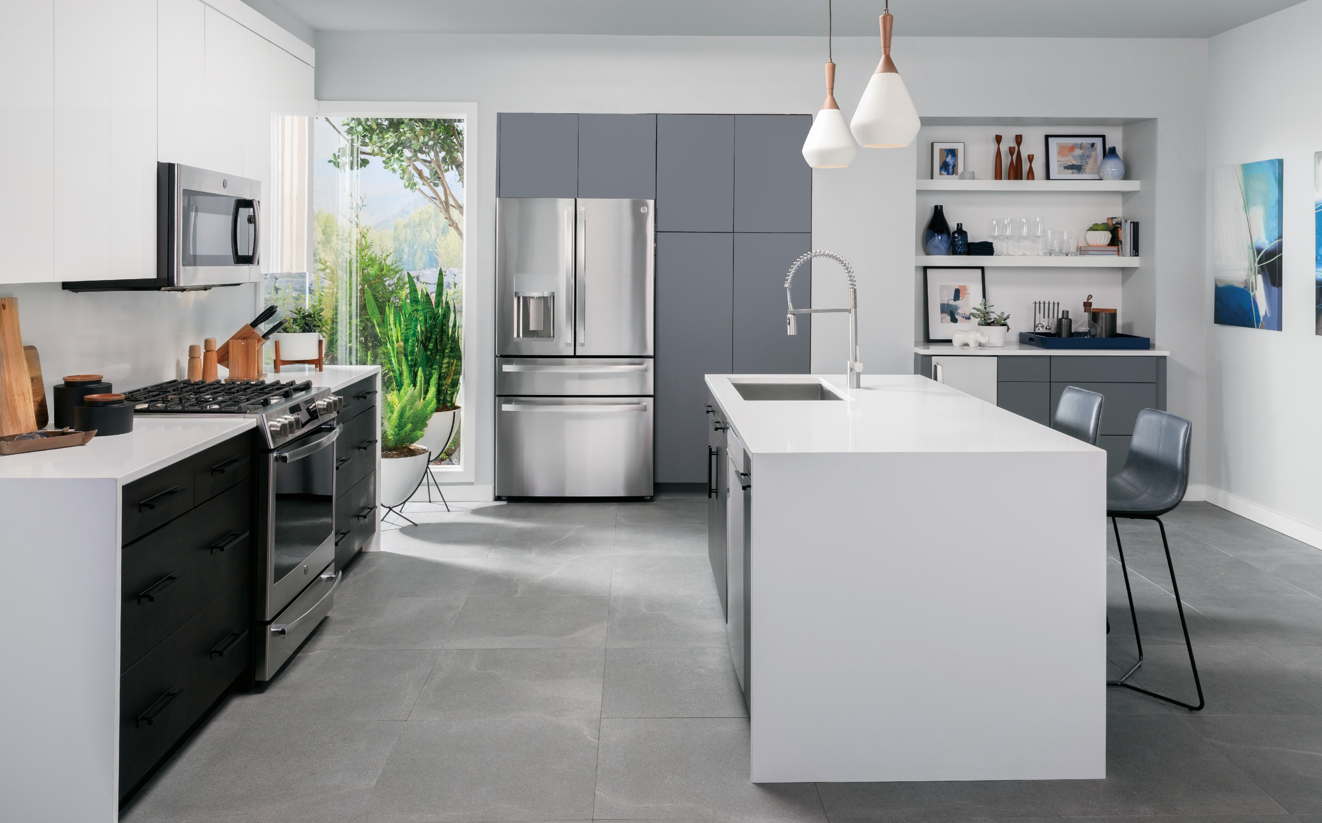 multi door GE Profile French door refrigerator in modern kitchen