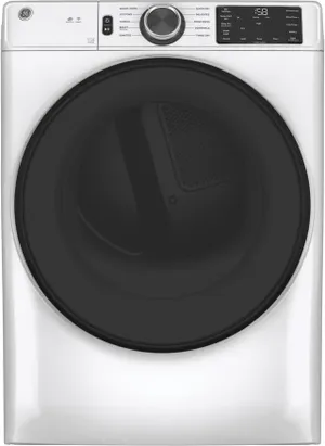 GE White Smart Front Load Gas Dryer