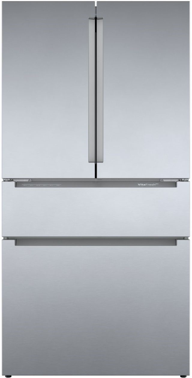 Front view of the Bosch B36CL80ENS French door refrigerator 