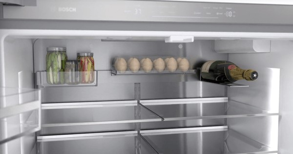 Bosch fridge B36CL80ENS wide shelving and bright interior lighting 