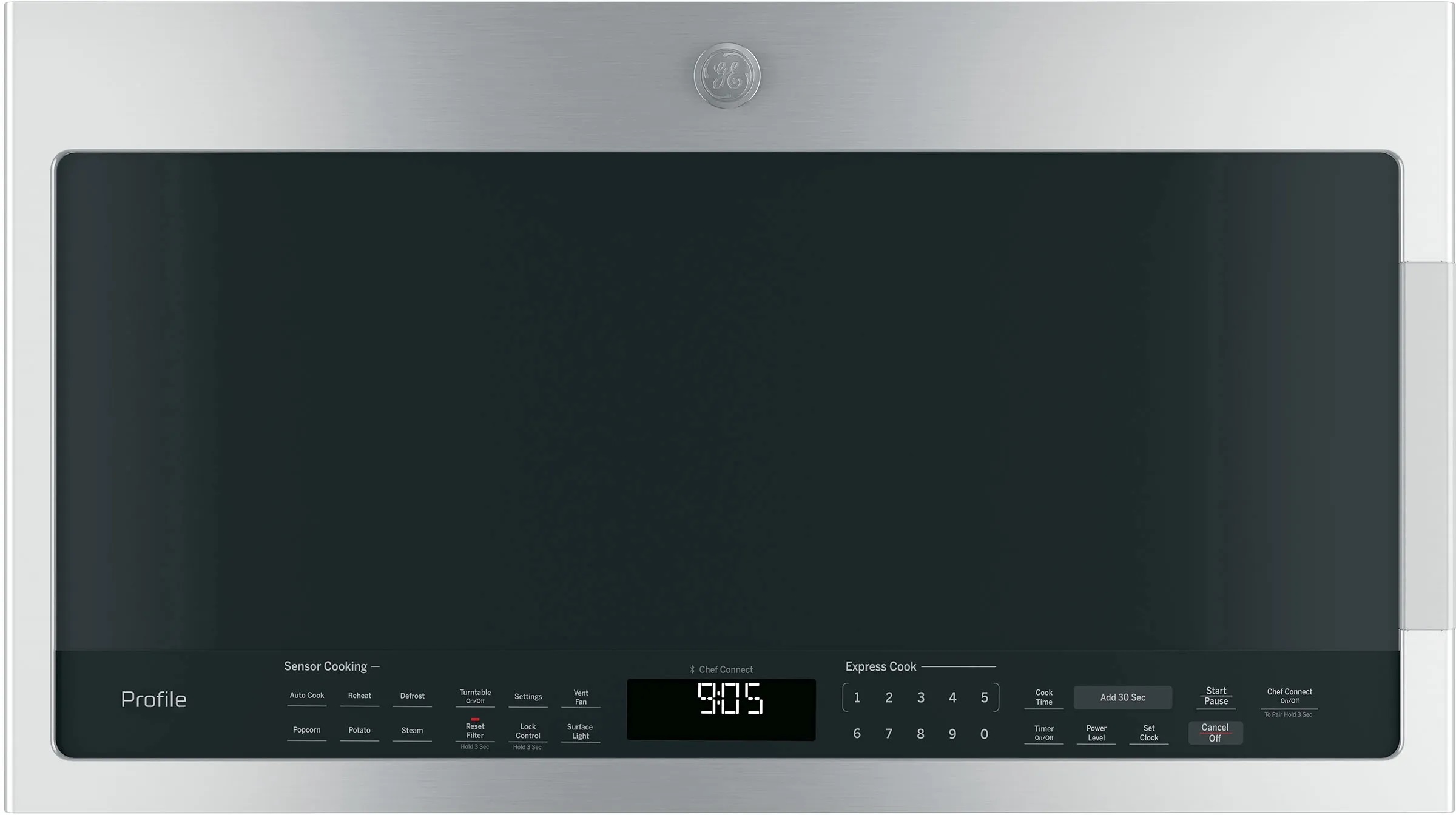 GE Profile product image of the PVM9005BLTS stainless-steel over-the-range microwave