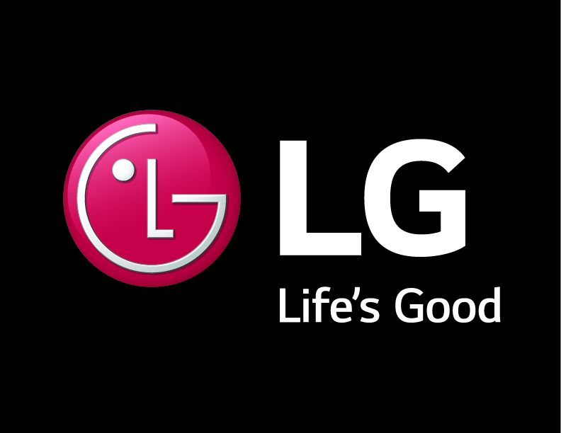 LG life’s good motto banner on a black backdrop