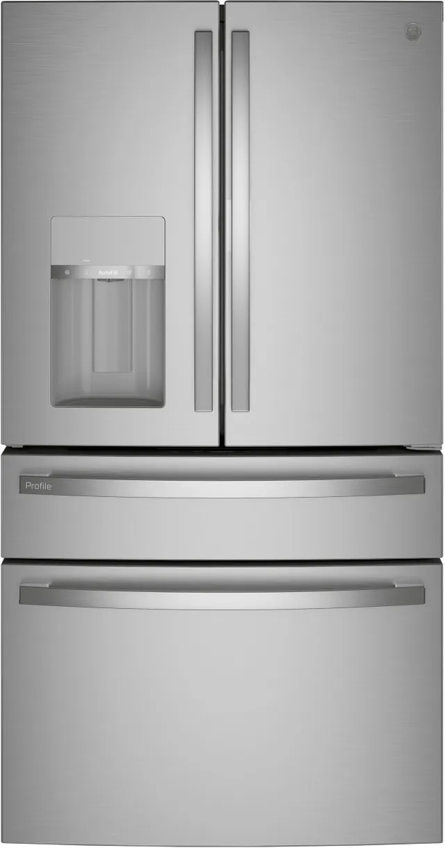 Front view of the GE Profile PVD28BYNFS French door refrigerator 