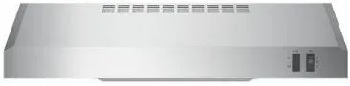 Front view of the GE JVX3240SJSS range hood 